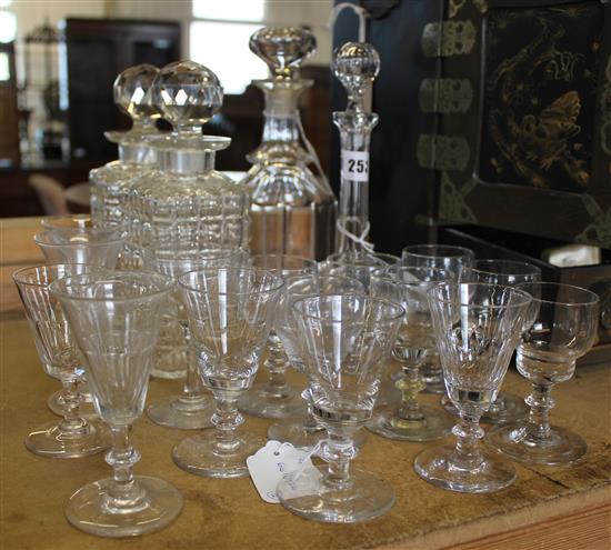 Fifteen 19th century wine glasses and sundry other glassware